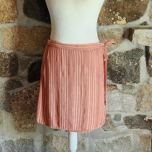 American Eagle Outfitters Rust Striped Wrap Skirt Womens Large